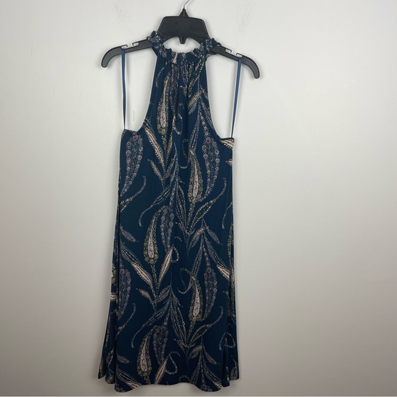 Ann Taylor Loft Halter Dress Blue Pink Paisley Floral Print Sleeveless NWT XS - Picture 2 of 7